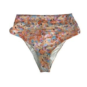 prAna Womens XS Aurelia High Waisted Ruched Back Bikini Bottom  Floral Multi